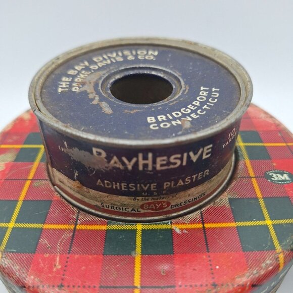 Vintage Tin Lot Scotch Tape Round Ray Hesive Bandage Duro Clear Ribbon Empty - Picture 4 of 7
